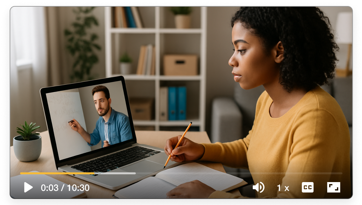How‑to video guides for universities shown on a laptop with a student following step‑by‑step help